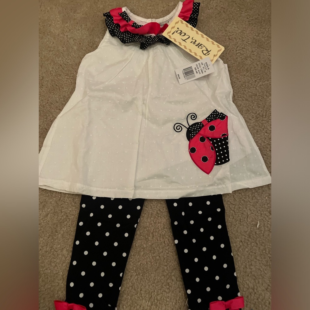 Toddler rare too pink black white ladybug matching set